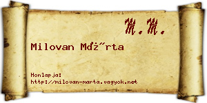 Milovan Márta névjegykártya